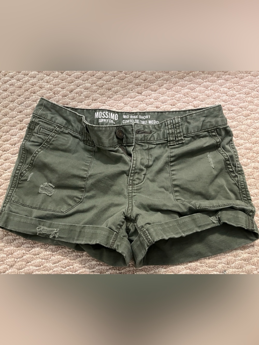 Mossimo Supply Co. Olive Green Mid-Rise Jean Cutoff Shorts - Picture 5 of 5